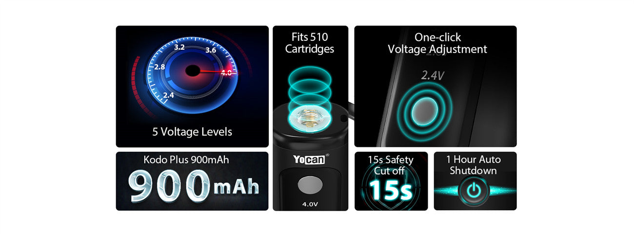 Yocan Kodo Plus 510 Vaporizer Battery 900mAh